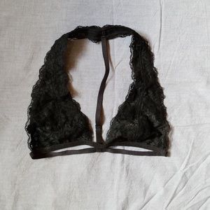 Never Worn Black lace strappy racerback bralette
